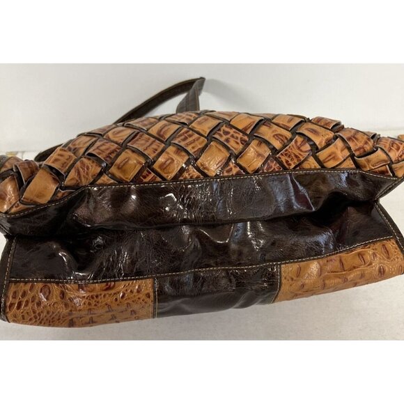 MC Mark Chantel Croc Embossed Leather Brown Tan Faux Croc Purse Shoulder Bag - Picture 7 of 11